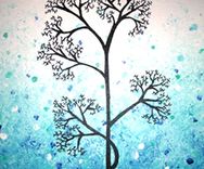Light Blue Trees, Original Modern Large Abstract Fine Art Acrylic Blue Tree Landscape Painting 4 small