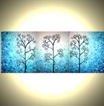 Light Blue Trees, Original Modern Large Abstract Fine Art Acrylic Blue Tree Landscape Painting 5 small