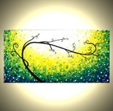 Original Abstract Tree Painting, Green White Landscape Painting, Textured Tree Painting 3 small