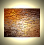 Abstract Metallic Reflective Original Painting Contemporary Impasto Gold Bronze 4 small