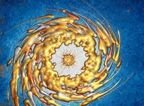 Original Painting, Contemporary Abstract Art, Blue Gold Night Star, Textured Paintings 4 small