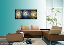Original Abstract Blue Gold Metallic Painting By Lafferty - 24 X 54 - One Day Sale Sale 22% Off 1 small