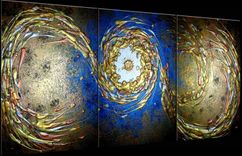 Original Abstract Blue Gold Metallic Painting By Lafferty - 24 X 54 - One Day Sale Sale 22% Off 5 small