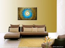 Original Xlarge Painting, Modern Abstract Art, Blue Gold Textured Paintings, Night Stars 1 small