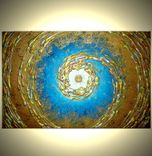 Original Xlarge Painting, Modern Abstract Art, Blue Gold Textured Paintings, Night Stars 5 small