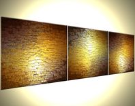 Abstract Painting, Textured Metallic Art, Large Gold Paintings, Original Bronze Reflective Paintings 3 small