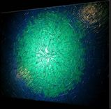 Metallic Blue Painting, Abstract Green Textured Painting, Original Palette Knife Art 2 small
