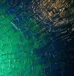 Metallic Blue Painting, Abstract Green Textured Painting, Original Palette Knife Art 3 small