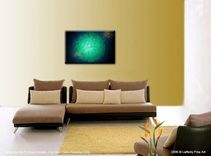 Metallic Blue Painting, Abstract Green Textured Painting, Original Palette Knife Art 4 small