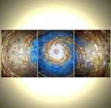 Abstact Blue Gold Original Art, Metallic Painting, By Dan Lafferty - 54x24 - Sale 22% Off 3 small