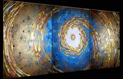 Abstact Blue Gold Original Art, Metallic Painting, By Dan Lafferty - 54x24 - Sale 22% Off 4 small