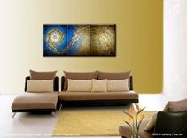 Abstract Blue Gold Textured Original Modern Painting On Sale By Dan Lafferty - 24 X 54 1 small