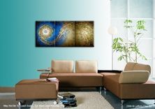 Abstract Blue Gold Textured Original Modern Painting On Sale By Dan Lafferty - 24 X 54 2 small