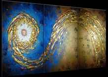 Abstract Blue Gold Textured Original Modern Painting On Sale By Dan Lafferty - 24 X 54 4 small