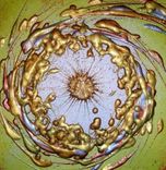 Abstract Painting, Original Art,Gold Metallic Textures,Hurricane Cyclone Painting, Red Yellow Storm 2 small