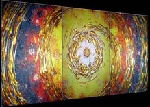 Abstract Painting, Original Art,Gold Metallic Textures,Hurricane Cyclone Painting, Red Yellow Storm 4 small