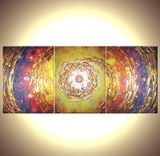 Abstract Painting, Original Art,Gold Metallic Textures,Hurricane Cyclone Painting, Red Yellow Storm 5 small