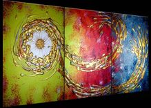 Abstract Gold Original Huge Bronze Copper Textured Painting By Lafferty - One Day Sale 22% Off 4 small