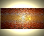 Original Gold Painting, Abstract Palette Knife Art, Contemporary Impasto, Metallic Texture - 48x24 4 small