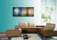 Original Large Abstract Art, Gold Metallic Textured, Blue Night Star Painting By Lafferty - 24x54 1 small