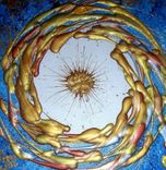 Original Large Abstract Art, Gold Metallic Textured, Blue Night Star Painting By Lafferty - 24x54 4 small