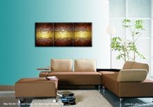 Original Abstract Metallic Painting, Textured Gold Painting, Textured Palette Knife Art, 24x54 2 small