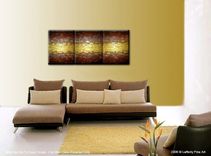 Original Abstract Metallic Painting, Textured Gold Painting, Textured Palette Knife Art, 24x54 3 small