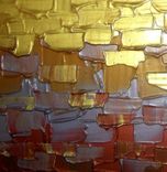 Original Abstract Metallic Painting, Textured Gold Painting, Textured Palette Knife Art, 24x54 4 small
