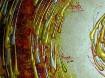 Original Abstract Red Storm Impasto Gold Metallic Textured Modern Palette Knife Painting 36 X 24 4 small