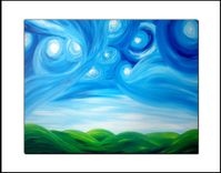 Original Modern Abstract Night Stars Landscape Painting, Dan Lafferty - Starry Night Above The Hills 4 small