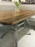 Reclaimed Wood And Steel Pedestal Table 3 small