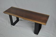 Solid Walnut Slab Bench With Steel Base 4 small