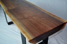 Solid Walnut Slab Bench With Steel Base 3 small