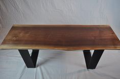 Solid Walnut Slab Bench With Steel Base 2 small