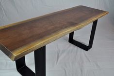 Solid Walnut Slab Bench With Steel Base 5 small