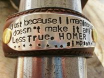 Homer Imagination Quote Upcycled Leather Cuff 3 small