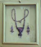Beaded Amulet Bag Necklace And Earrings. 4 small