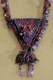 Beaded Amulet Bag Necklace And Earrings. 6 small