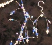 Beaded Crystal Necklace And Earrings; Blue, Crimson, And Lilac Swarovski Crystals. 2 small