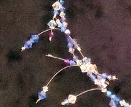 Beaded Crystal Necklace And Earrings; Blue, Crimson, And Lilac Swarovski Crystals. 4 small