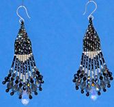 Beaded Earrings, Black Dangling With Crystals 1 small