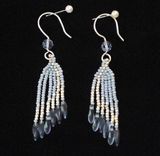 Beaded Earrings, Fine Jewelry, Dangling Beaded Earrings With Fine Silver Earwire 1 small