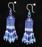 Beaded Earrings, Fine Jewelry Blue And Violet Dangling, With Swarovski Crystals 1 small