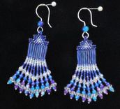 Beaded Earrings, Fine Jewelry Blue And Violet Dangling, With Swarovski Crystals 2 small