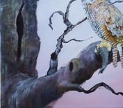 Bird Painting, Wildlife Painting: Arizona Native Bird, Great Horned Owl In A Tree, Acrylic On Canvas 4 small