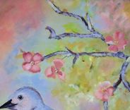 Bird Painting, Wildlife Painting: Lucy's Warbler, Acrylic On Canvas 2 small