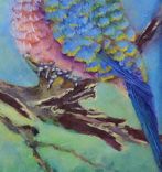 Bird Painting, Wildlife Painting: Fantasy Bird Looking At An Inchworm, Acrylic On Canvas 2 small