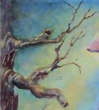 Bird Painting, Wildlife Painting: Fantasy Bird Looking At An Inchworm, Acrylic On Canvas 4 small