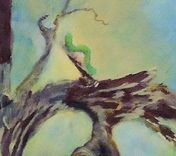 Bird Painting, Wildlife Painting: Fantasy Bird Looking At An Inchworm, Acrylic On Canvas 5 small