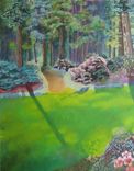 Original Acrylic Landscape On Canvas, Art For Sale, Smithsonian Botanical Gardens. 4 small